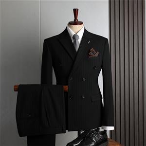 Blue double-breasted suit for men