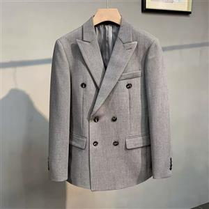 Slim men wear double-breasted suit jackets