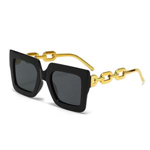 Fashion square frame chain sunglasses for women, popular online celebrities, all-match sunglasses for going out, trendy large frame, UV protection sunglasses